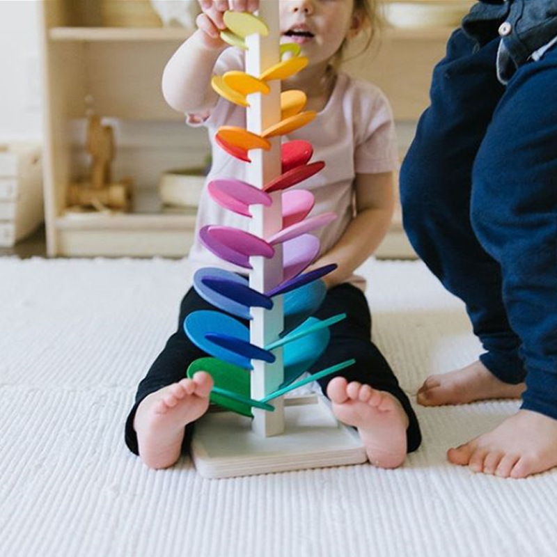 Montessori Toys Wooden Blocks Building Blocks Tree Marble Ball Drop Track Educational Toy Learning Toys for Children