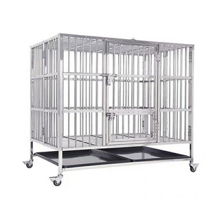 Dog Crate Cage Kennel Heavy Duty Stainless Steel Dog Cage Kennel With Wheels For Sale