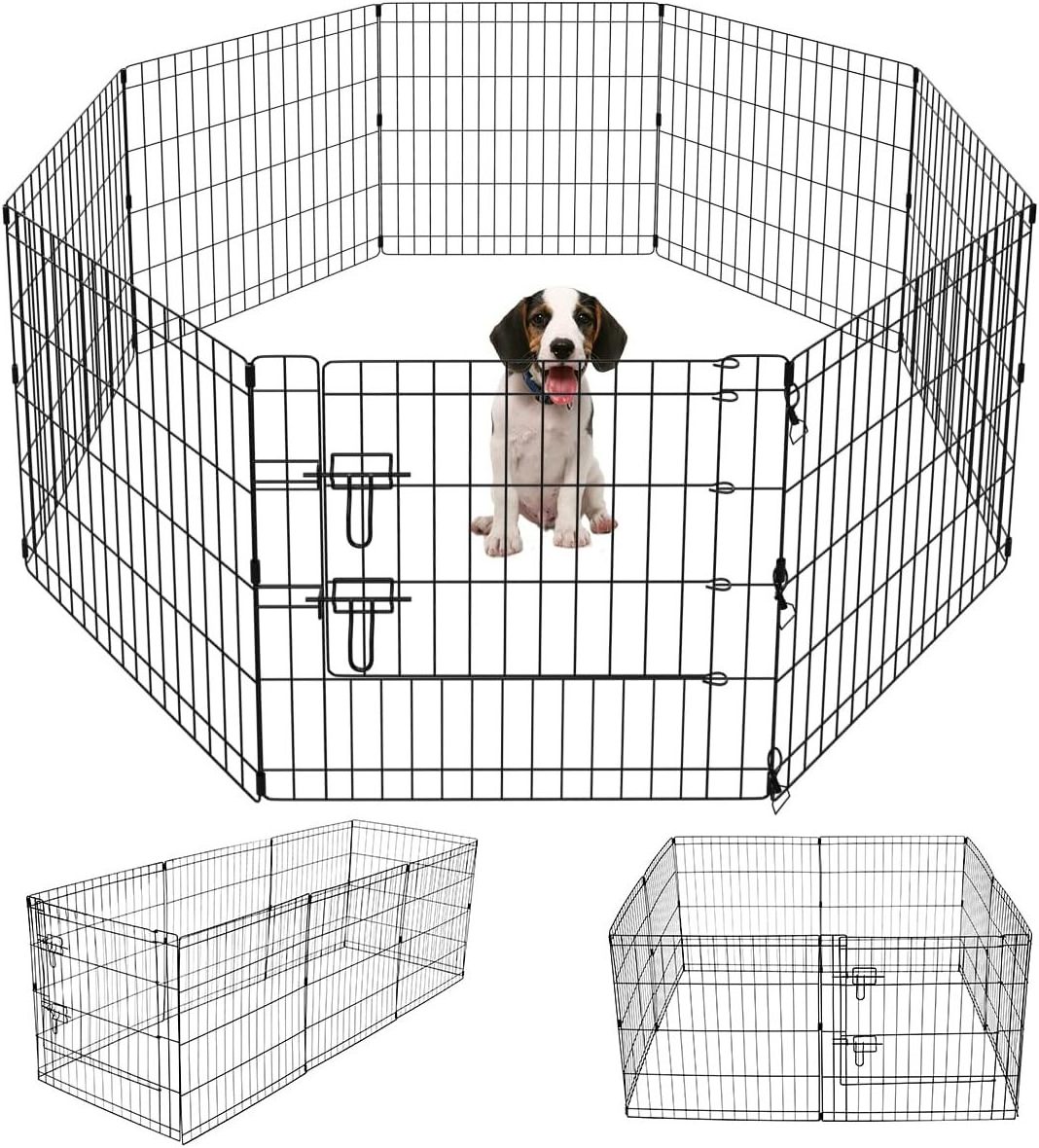 Pet Playpen Puppy Playpen Kennels Dog Fence Exercise Gate Fence Foldable Dog Crate 8 Panels 24 Inch Kennels Outdoor Indoor