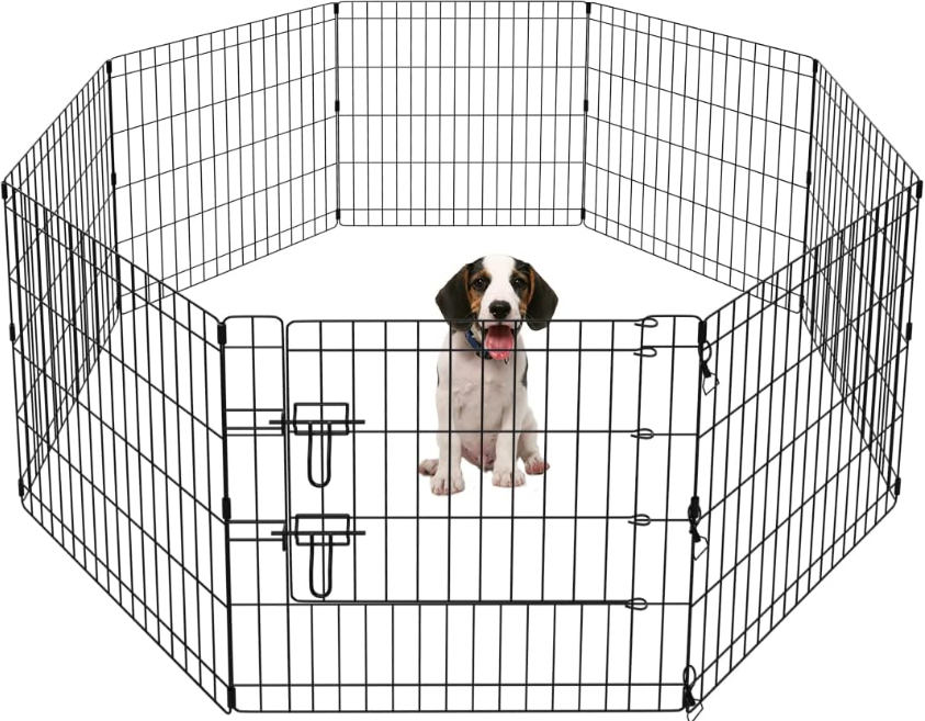 Pet Playpen Puppy Playpen Kennels Dog Fence Exercise Gate Fence Foldable Dog Crate 8 Panels 24 Inch Kennels Outdoor Indoor