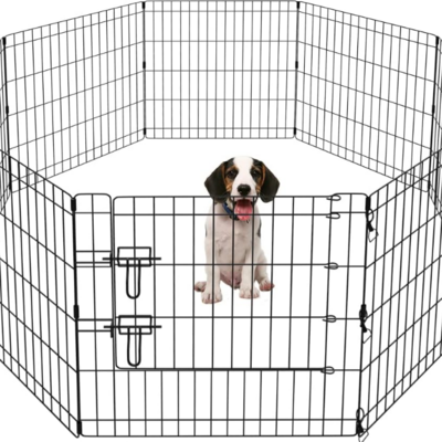 Pet Playpen Puppy Playpen Kennels Dog Fence Exercise Gate Fence Foldable Dog Crate 8 Panels 24 Inch Kennels Outdoor Indoor