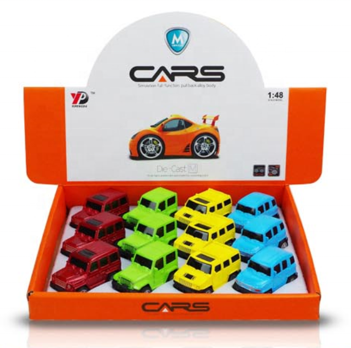 Hot Sale  12 pieces Alloy Cartoon Pull Back Cars Diecast 1/48 Scale Model Cars Toy Set Scale Model Cars