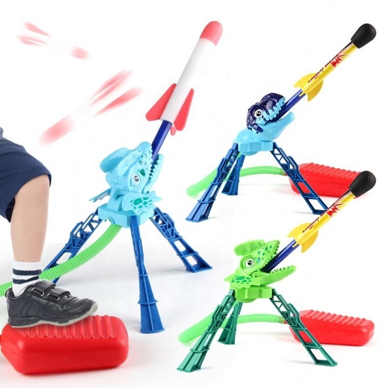 Stamped Rocket Artillery with LED Dinosaur Launcher with High Speed Rocket Activity Toy Outdoor Sport Toy for Kids