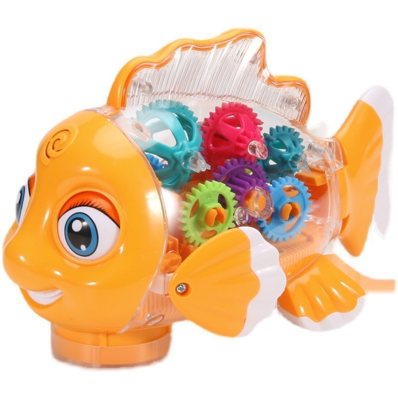 Wholesale Hot Selling Plastic Tail swing electronic wagging moving fish cat gear toy with light music for kids