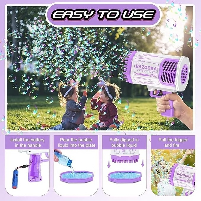 Summer outdoor 69 Holes Bubble Gun machine electric automatic soap bazooka bubble machine Lights Wedding Bubble Gun