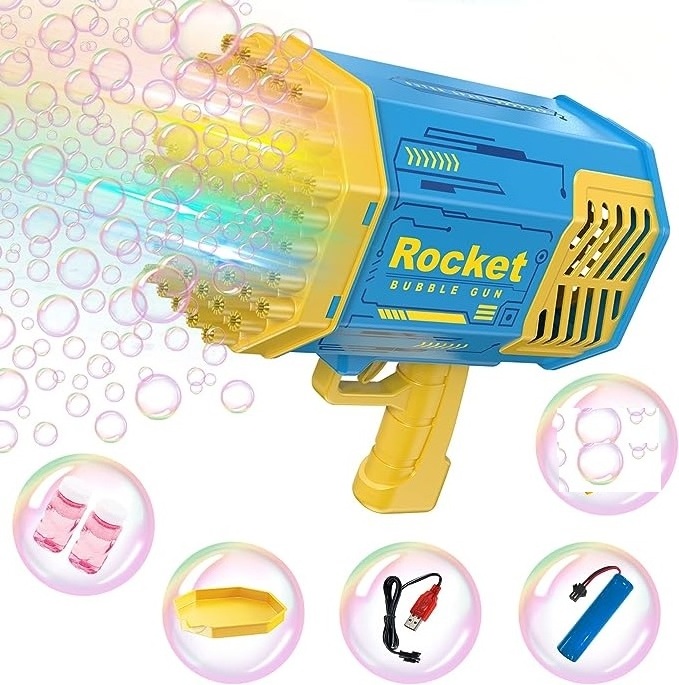 Summer outdoor 69 Holes Bubble Gun machine electric automatic soap bazooka bubble machine Lights Wedding Bubble Gun