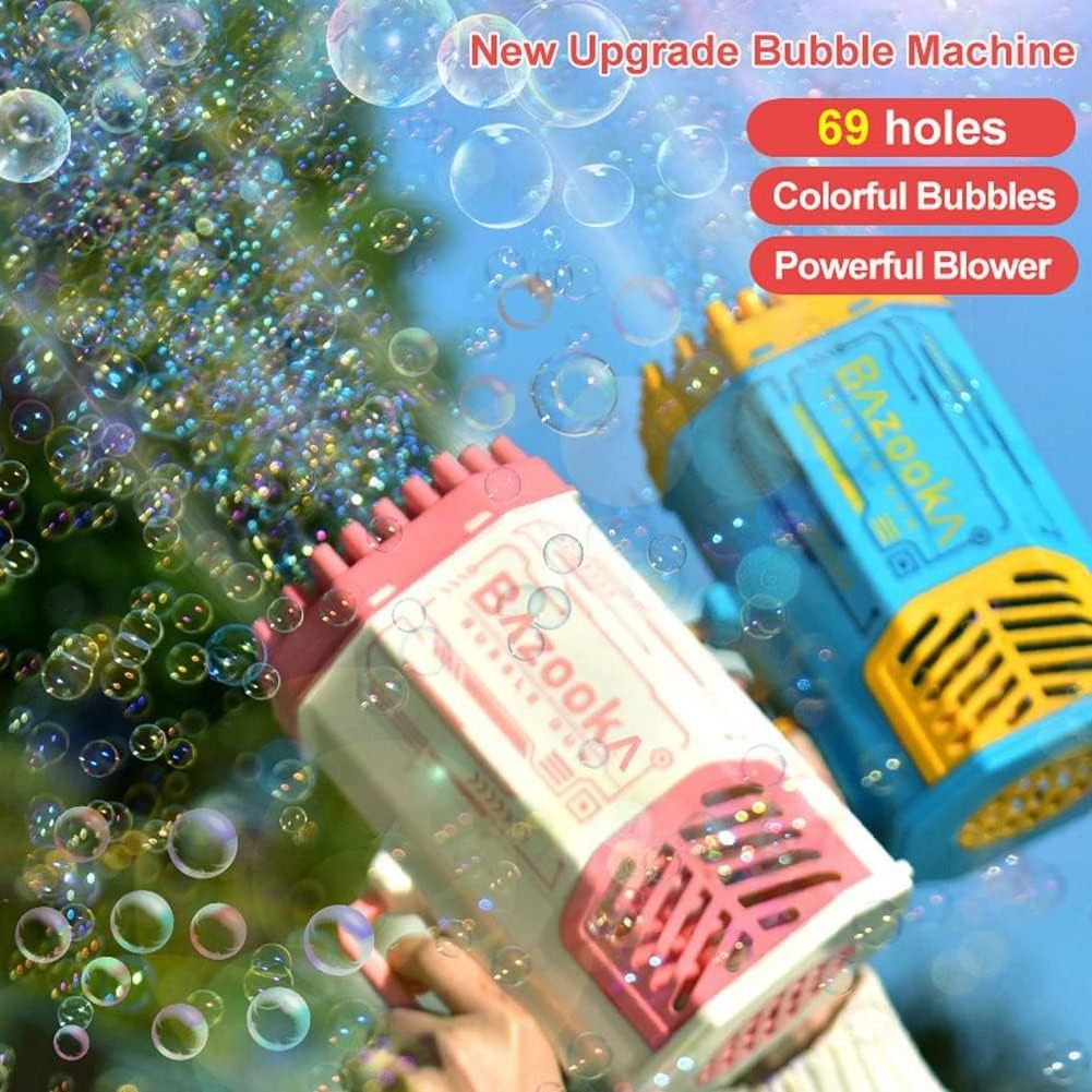 Summer outdoor 69 Holes Bubble Gun machine electric automatic soap bazooka bubble machine Lights Wedding Bubble Gun