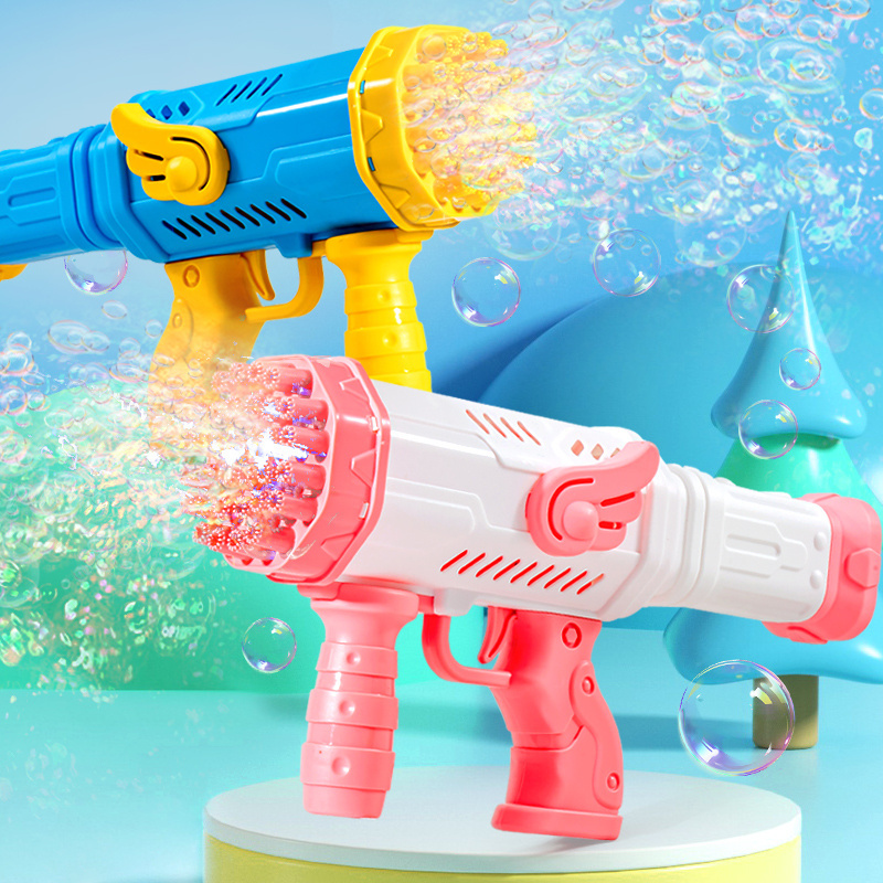 Summer Light Up Bubble Toys Kids New 32-hole Angel Bubble Machine Gun For Kids Party Birthday Gift Children's Toy