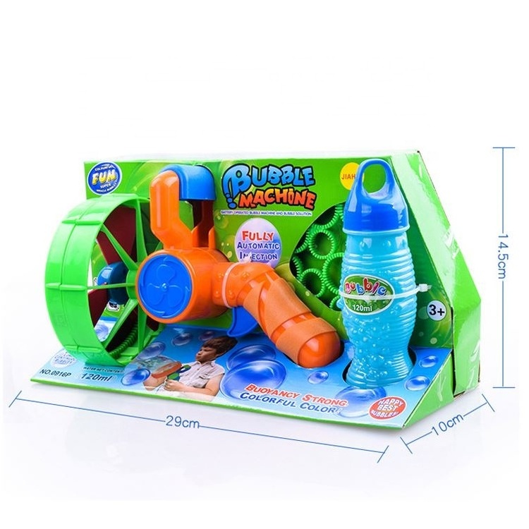 Kids outdoor activity automatic bubble machine toys plastic bubble wand electric  battery operated  bubble gun