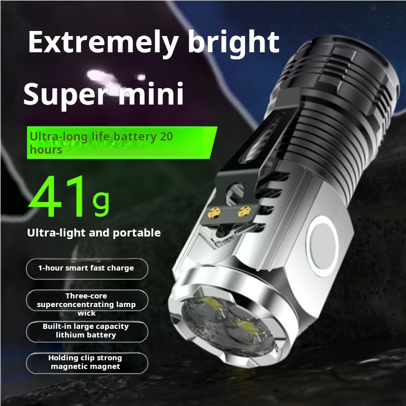 Little monster flashlight with strong light and super bright mini flashing strong magnetic abs with pen clip small flashlight