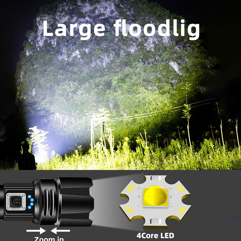 High Lumens Bright USB C Rechargeable P70 LED Flashlight