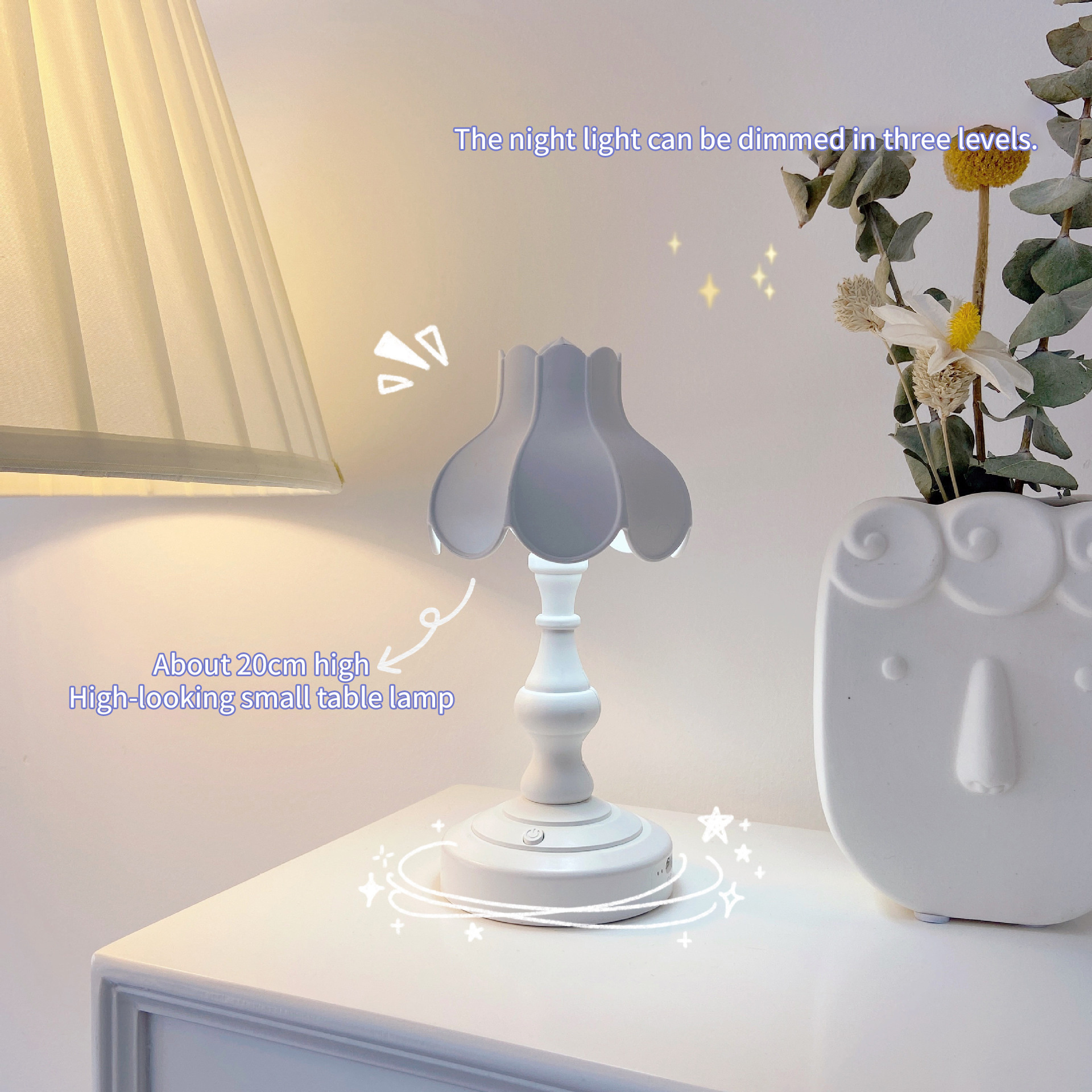 Retro table lamp ins lotus leaf night light cute girl romantic student dormitory bedroom bedside decoration table lamp