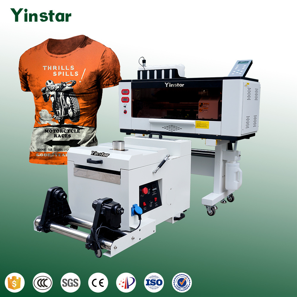 2024 Newest Yinstar A3 30cm Small Business Ideas Dual Xp600 Dtf Printer With Powder Shaker Machine