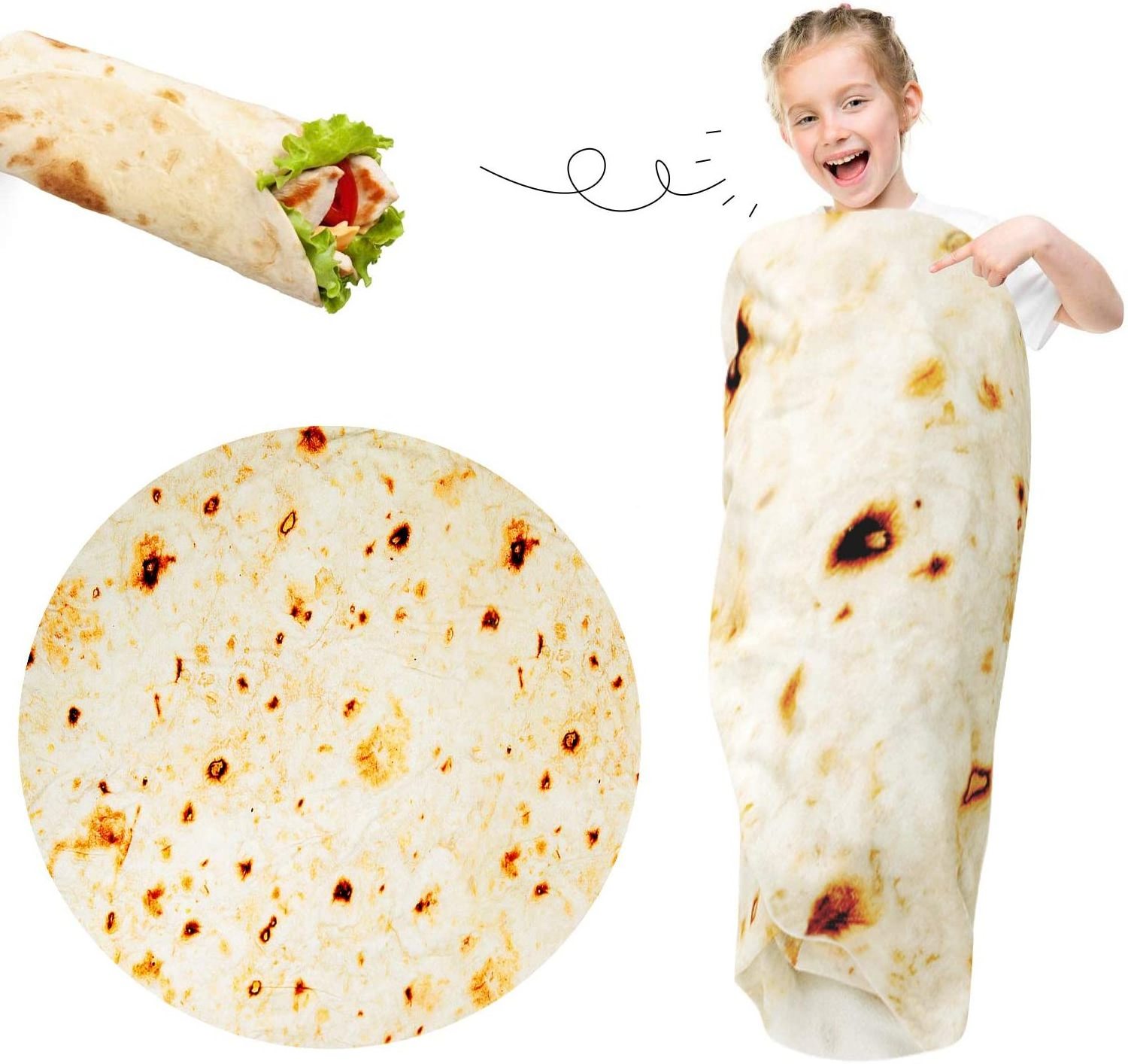 Wholesale Flannel Mexican round adult kids throw pizza food blanket 80 inches 60 inches