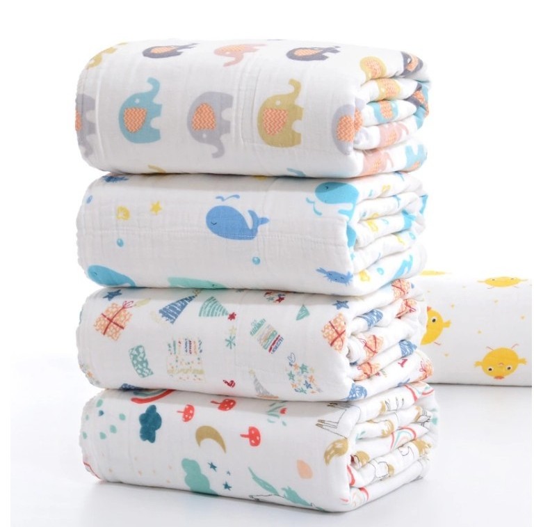 Super Soft print gauze muslin 6 Layer Organic cotton muslin washcloths newborn baby face towel Handkerchief Baby Burp Cloth