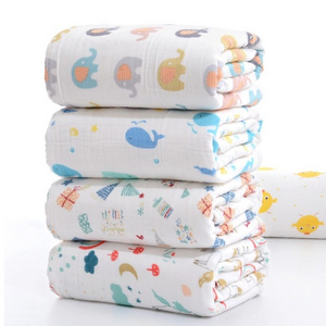 Super Soft print gauze muslin 6 Layer Organic cotton muslin washcloths newborn baby face towel Handkerchief Baby Burp Cloth