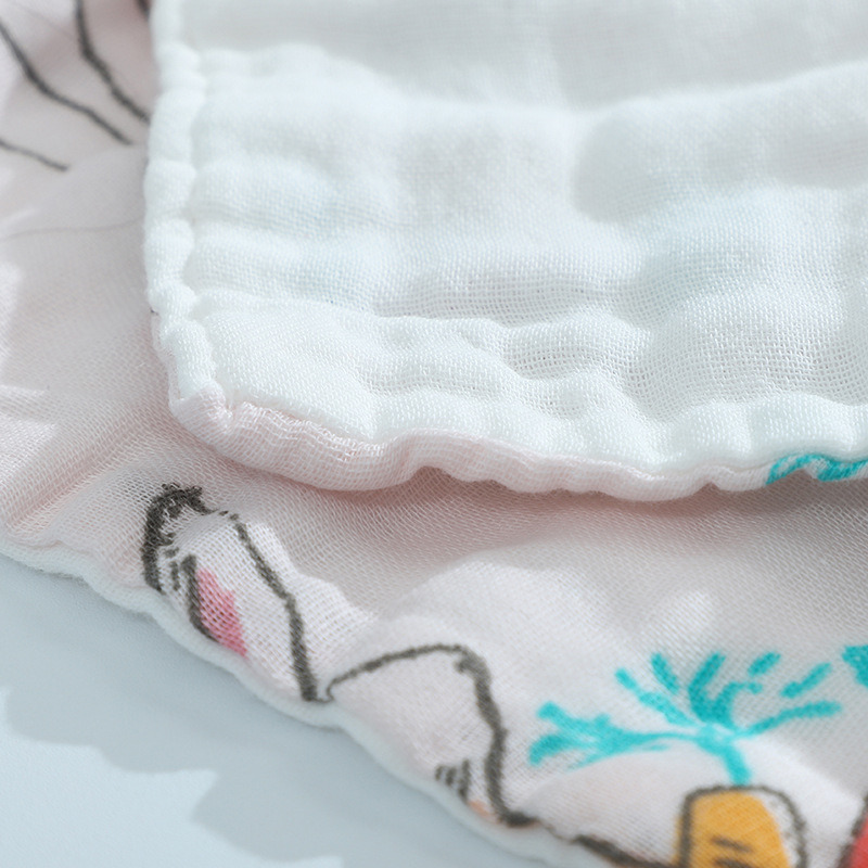 Super Soft print gauze muslin 6 Layer Organic cotton muslin washcloths newborn baby face towel Handkerchief Baby Burp Cloth