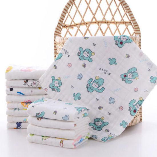 Super Soft print gauze muslin 6 Layer Organic cotton muslin washcloths newborn baby face towel Handkerchief Baby Burp Cloth