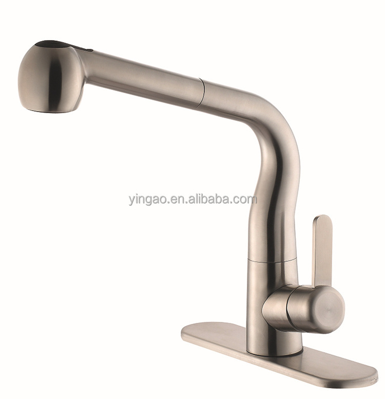 Long neck flexible hose CUPC Polished Chrome single handle kitchen faucet