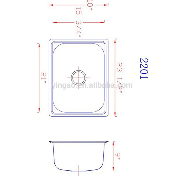 Yingao Single Bowl Steel 304 Laundry Kitchen Sink