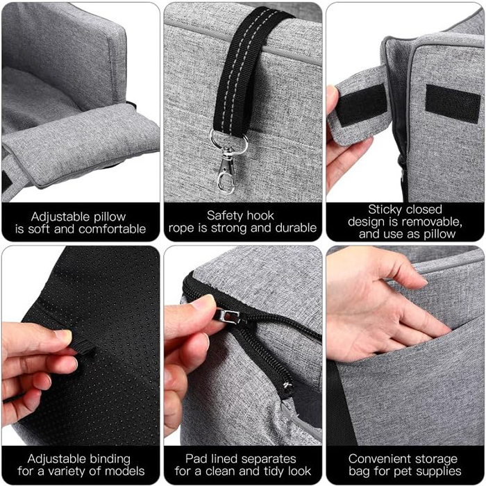 Y055 Portable Dog Pet Booster Seat Bed with Carrying Strap Fits Car Travel Center Console Dog Car Seat