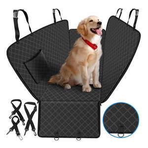 Y045 Dog Car Seat Cover with Storage Pocket Protects Against Dirt Fits for SUVs and Trucks Car Dog Hammock