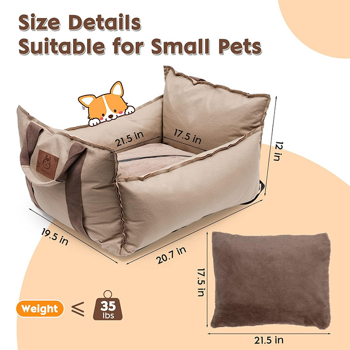 Y052 Custom Washable Dog Car Booster Seat for Small Pets Travel Carrier Bed Portable Dog Car Seat Carrier