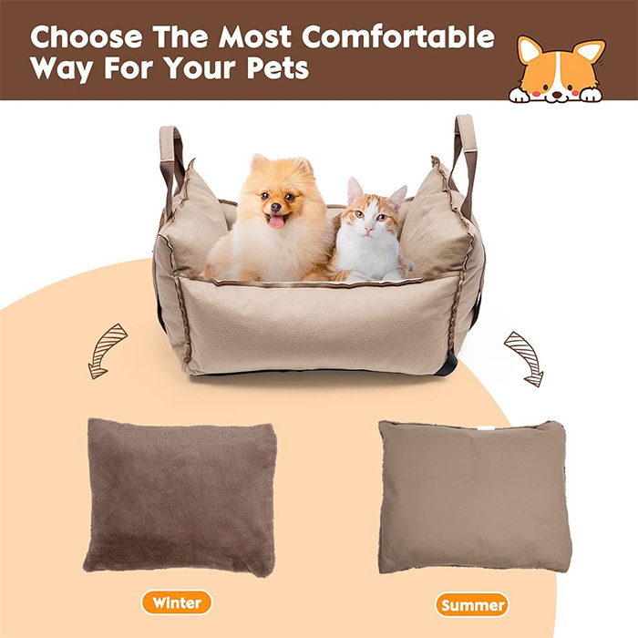 Y052 Custom Washable Dog Car Booster Seat for Small Pets Travel Carrier Bed Portable Dog Car Seat Carrier