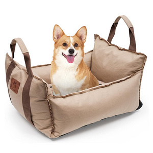 Y052 Custom Washable Dog Car Booster Seat for Small Pets Travel Carrier Bed Portable Dog Car Seat Carrier