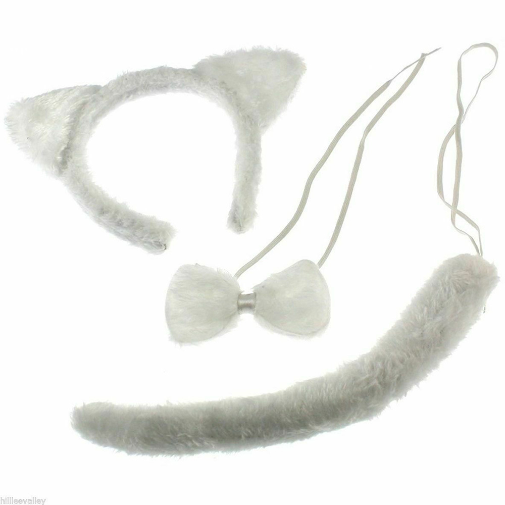 1481 White Cat Tutu Costume Ladies Halloween Fancy Dress Instant Animal Ears Tail Skirt Bow Kit Cheap Sexy Animal Costume