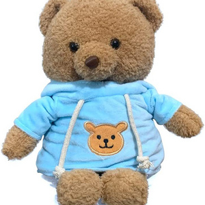 3115 12 Inch Wear Hoodie Plush Brown Bear With Hidden Pocket Kids Storage Bag Purse Creative Surprise Bear Stuffed Toy