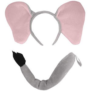 1526 Adult Child Plush Jumbo Elephant Ears Headband Tail Costume Accessory Set Plush Animal Costume for Adult