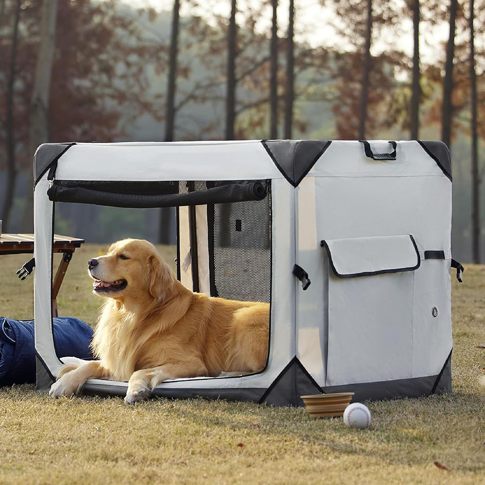 A568 ODM Collapsible Portable Dog Travel Kennel Extra Wholesale 4-Door Pet Crate Durable Mesh Windows Dog Kennels Large Outdoor