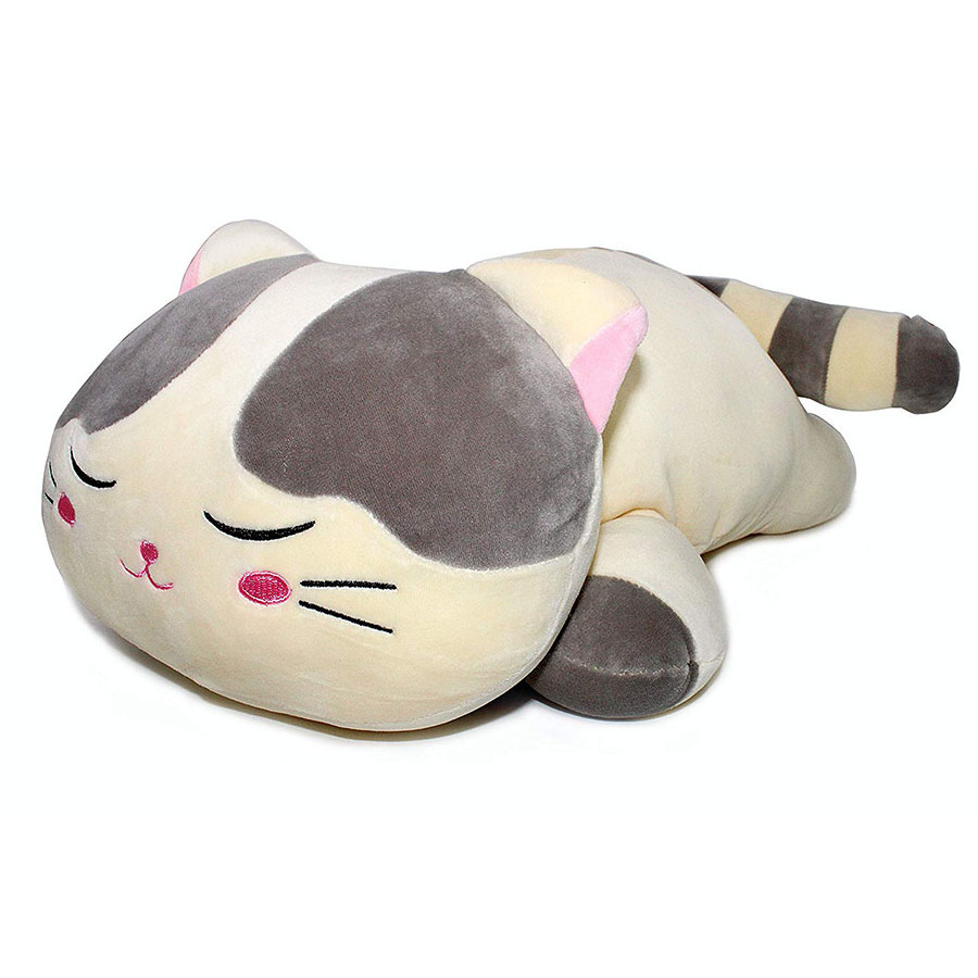 A101 Squishy Very Soft Cat Big Hugging Pillow Plush Kitten Kitty Stuffed Animals Gray Large Plush Toys