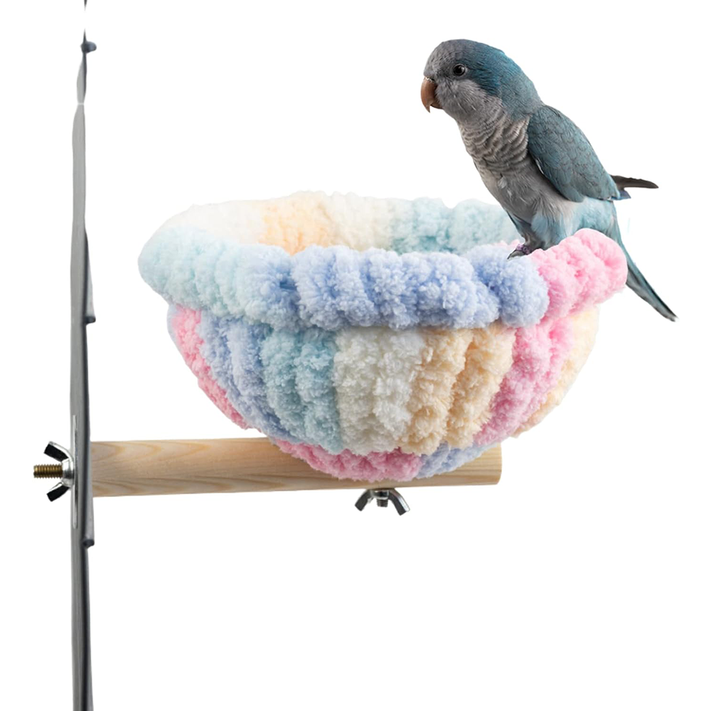 Bird Cage Furniture Custom Warm Small Animal Pet House Wood Perch Toy Parrot Parakeets Colorful Soft Bed Plush Bird Nest Swing