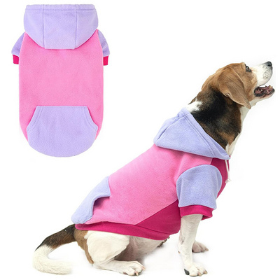 Y122 Winter Wearing Puppy Sweatshirt with Pocket Hooded Sweater Soft Warm Fleece Dog Hoodie Pet Clothes