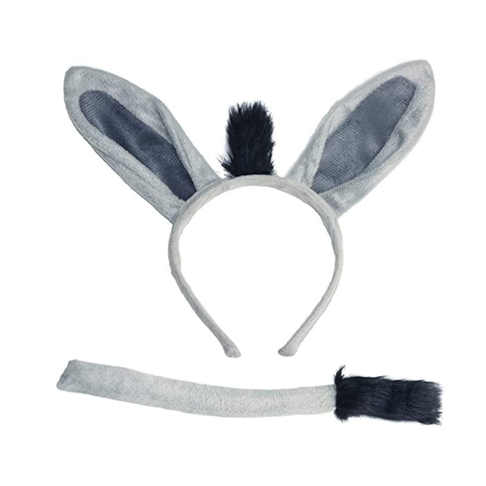 5074 Donkey Costumes Animal Props Halloween Cosplay Fancy Dress Ears Nose Tail Donkey Animal Costume