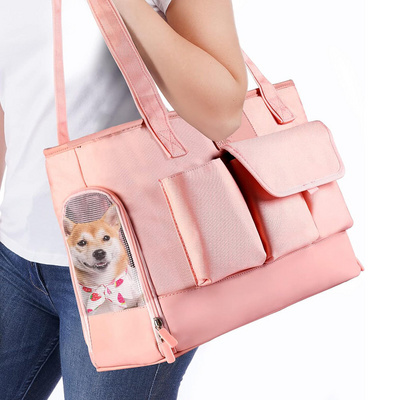 Dog Pet Carrier Foldable Waterproof Premium PU Leather Oxford Cloth Purse Portable Tote Bag Cats Small Dogs Other Pet Carriers