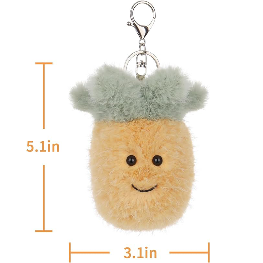 Lovable Animated Fruit Stuffed Key Chain Plush Pineapple Cute Keychain for Children Backpack Purse