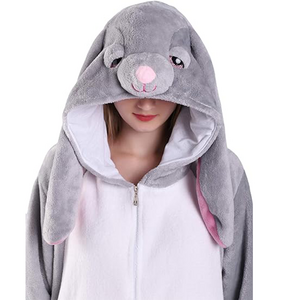 Adults Bodysuit Cute Warm Bunny Sleepwear Animal Teens Pajamas Unisex Halloween Cosplay Plush Mascot Costume Cartoon Character