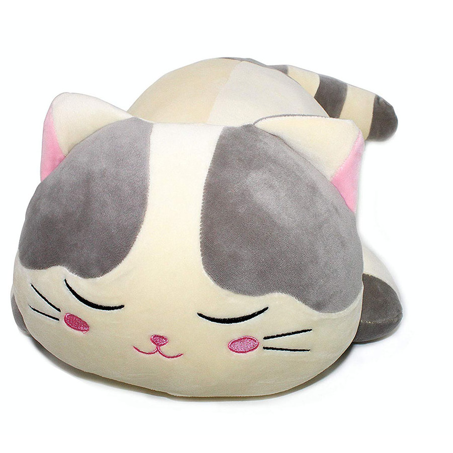 A101 Squishy Very Soft Cat Big Hugging Pillow Plush Kitten Kitty Stuffed Animals Gray Large Plush Toys