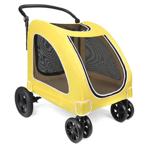 A580 Dog Stroller Pet Foldable Cart Mesh Skylight Other Pet Travel Storage Space Easily Walk in Out Dog Stroller with 4 Wheels