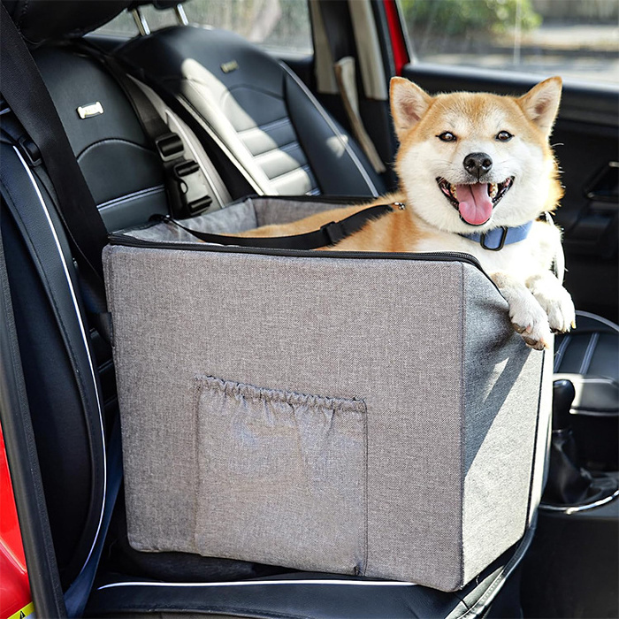 Y046 Comfortable Dog Car Seat Elevated Dog Booster Car Seats with Portable Storage Bag Pet Car Seat Cushion