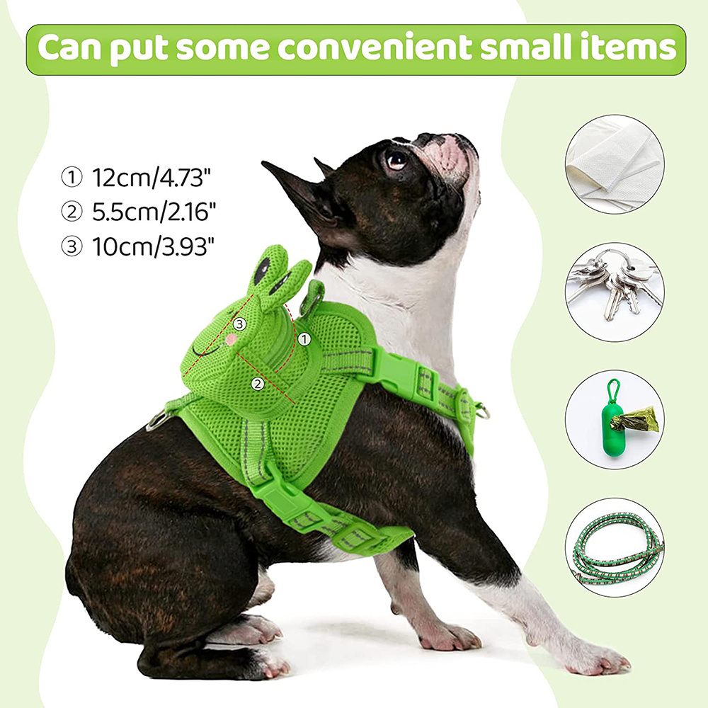 5386 Dog Harness Cute Backpack Carrier Pet Small Medium No Pull Dog Saddle Mesh Frog Self Puppy Outdoor Bag Pet Backpack