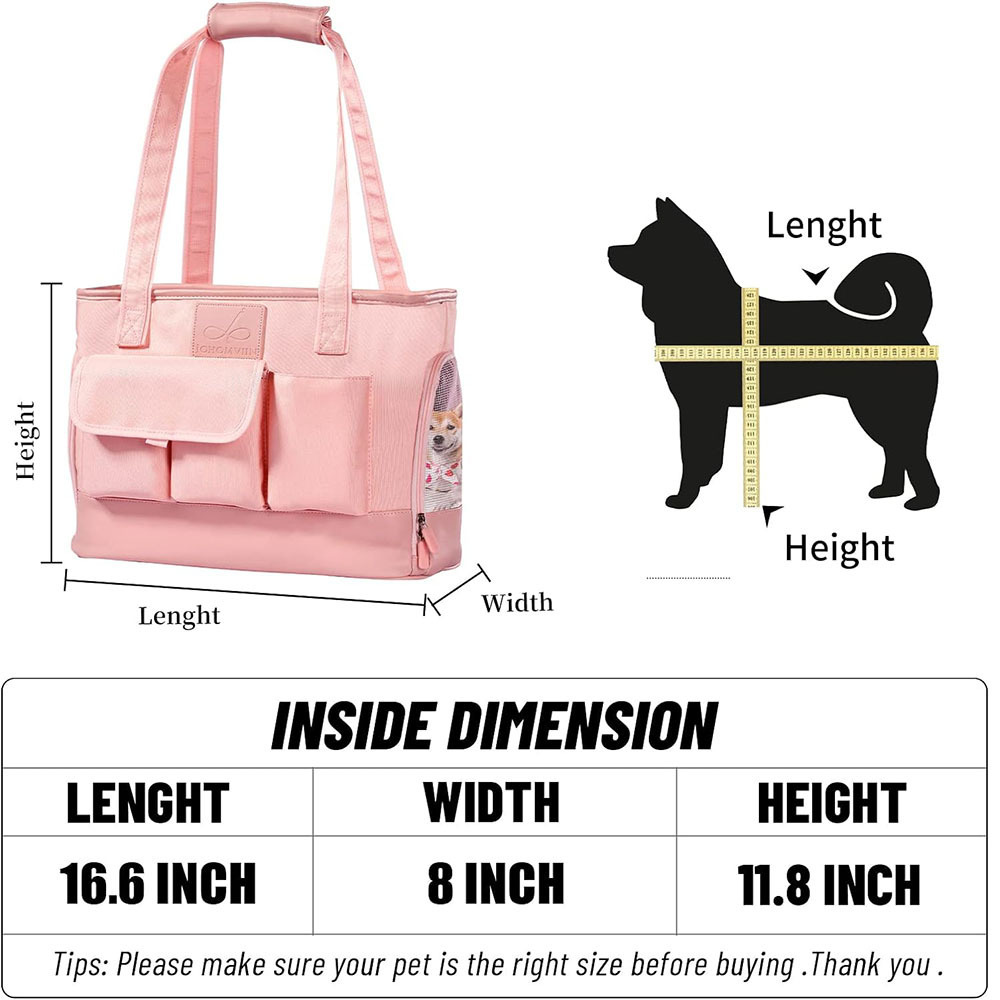 Dog Pet Carrier Foldable Waterproof Premium PU Leather Oxford Cloth Purse Portable Tote Bag Cats Small Dogs Other Pet Carriers