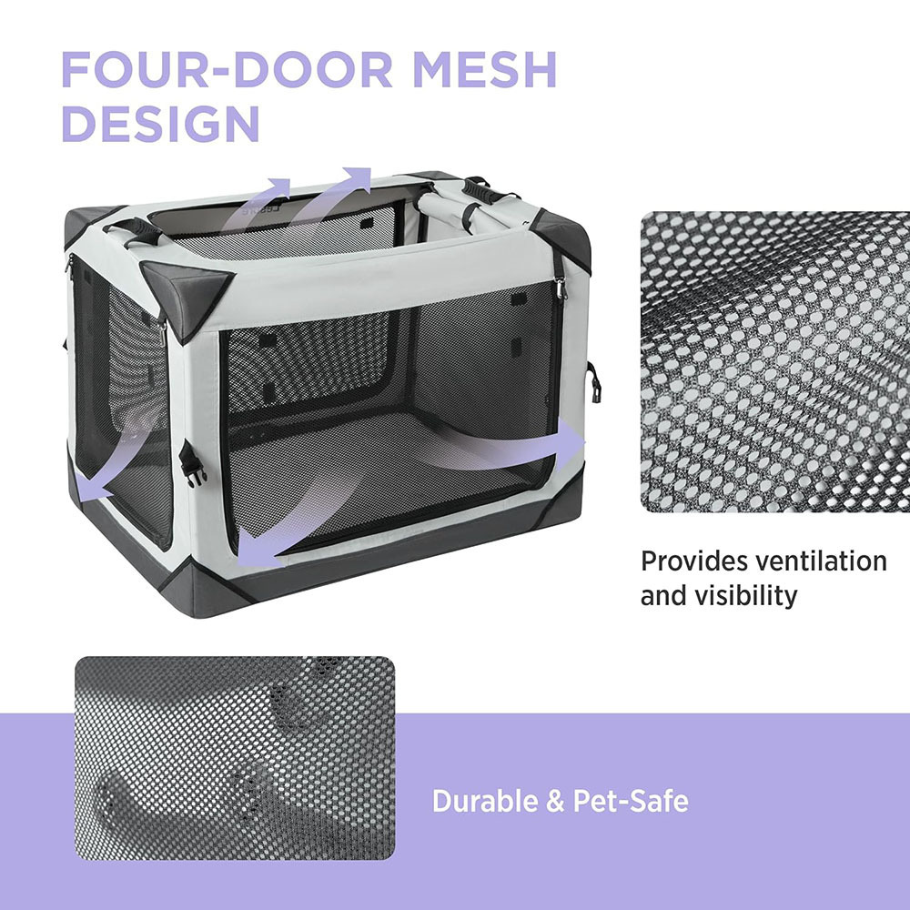 A568 ODM Collapsible Portable Dog Travel Kennel Extra Wholesale 4-Door Pet Crate Durable Mesh Windows Dog Kennels Large Outdoor