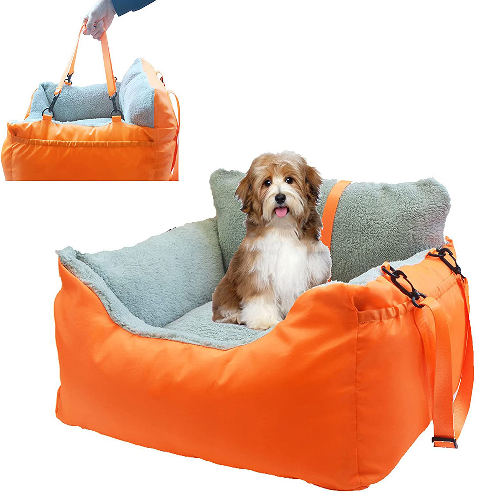 5116 Small Dogs Fully Detachable Washable Ultra Soft Travel Clip-on Portable Handle Storage Pockets Carrier Bed Pet Booster Seat