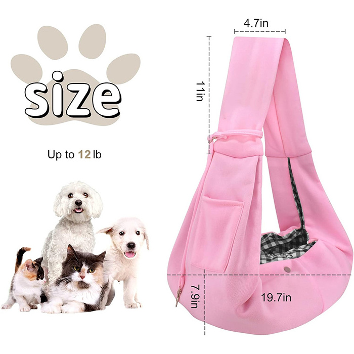 Y217 Wholesale Dog and Cat Pink Sling Bag Hands Free Reversible Soft Pouch Foldable Pet Carrier