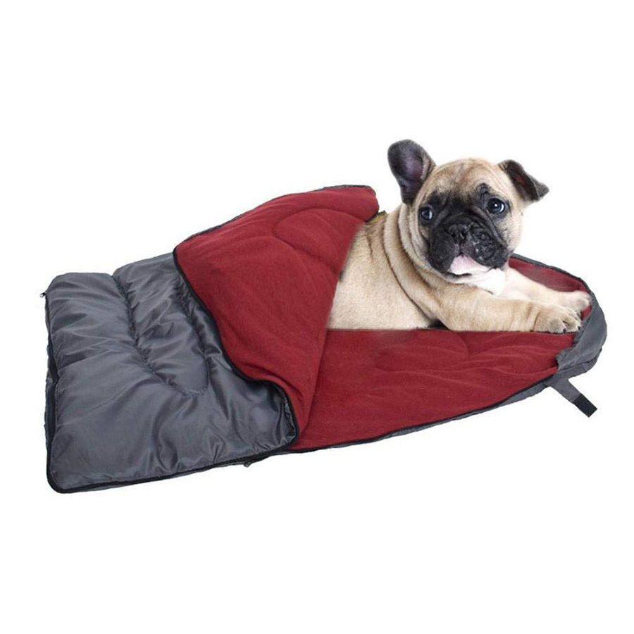 C454 Compressible Pet Dog Camping Sleeping Bag With Storage Bag Waterproof Cover Fleece Lining Warm Sleeping Bag For Pet