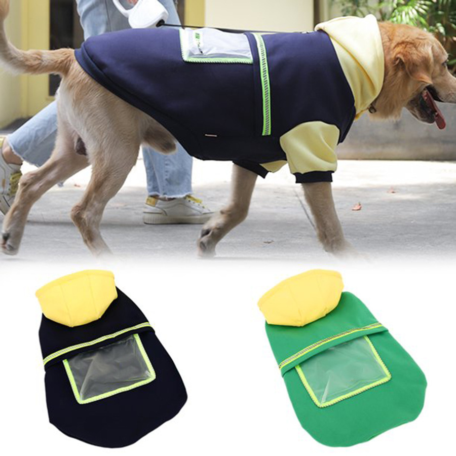 6098 Leisure Style Winter Dog Fleece Hoodie with Back Pocket Outdoor Walking Cold Resistant Fashion Large Dog Hoodie